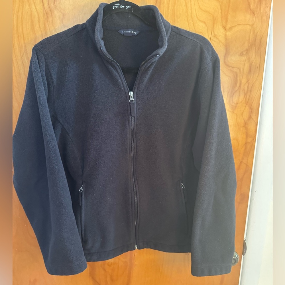 ✨Lands' End Kids Large (14-16) Black Lightweight Fleece Jacket